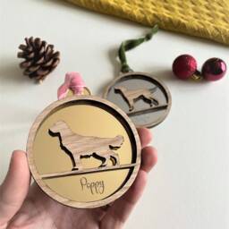 Personalised Oak & Acrylic Dog Bauble, With Different Breeds Available - thumbnail 2