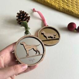 Personalised Oak & Acrylic Dog Bauble, With Different Breeds Available - thumbnail 3
