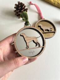 Personalised Oak & Acrylic Dog Bauble, With Different Breeds Available