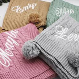 Personalised Baby Knit Blanket, Luxury Cable Knitted Personalised Embroidery Name Initial Blanket - thumbnail 2