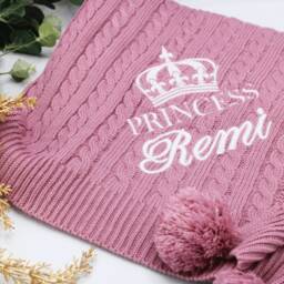 Personalised Baby Knit Blanket, Luxury Cable Knitted Personalised Embroidery Name Initial Blanket - thumbnail 3