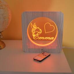 Personalized Led Night Light Wood Effect Custom Kids Room Decor - thumbnail 3