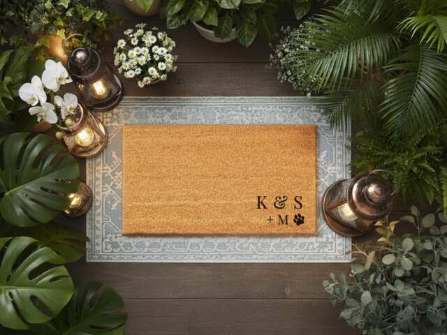 Personalized Initials Doormat With Optional Paw Print - Custom Monogram Welcome Mat For Front Door, Family & Pets Housewarming Gift - image 1