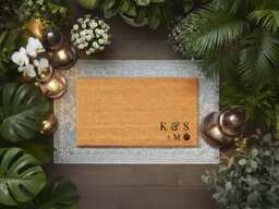 Personalized Initials Doormat With Optional Paw Print - Custom Monogram Welcome Mat For Front Door, Family & Pets Housewarming Gift - thumbnail 1