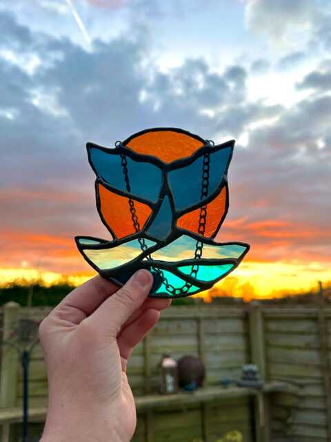 stained Glass Sunset Whale - Art Wall Decor Decal Unique Birthday Gift Ocean Sea Nursery Shark - image 1