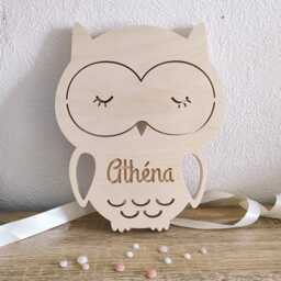 Personalized Wooden Owl Night Light - Children's Led Lamp Nature-Themed Bedroom Decoration - thumbnail 2