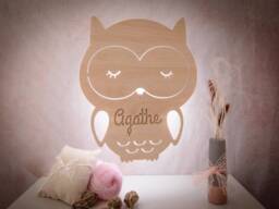 Personalized Wooden Owl Night Light - Children's Led Lamp Nature-Themed Bedroom Decoration