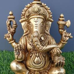 Brass Ganesh Statue, Lord Ganesha 7 - thumbnail 3