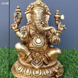 Brass Ganesh Statue, Lord Ganesha 7 - thumbnail 4