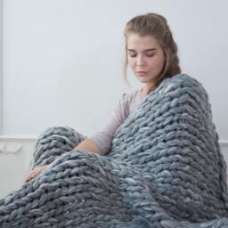 Chunky Knit Throw, 100% Wool, Bulky Blanket, Gift For Her, Christmas Gift, Home Decor, Knitting, Handmade Knit, Latte - thumbnail 2