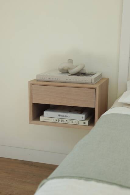 Herald Floating Nightstand - White Oak Bedside Table Design Your Own - image 1