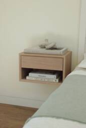 Herald Floating Nightstand - White Oak Bedside Table Design Your Own