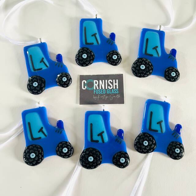 Fused Glass Tractor Christmas Decorations - Glass Decoration, Tree Cornwall - image 1