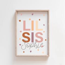 Pastel Nursery Prints, Sister Lil Sis Print, Bedroom Name Wall Art, Girls Twins Decor - thumbnail 1