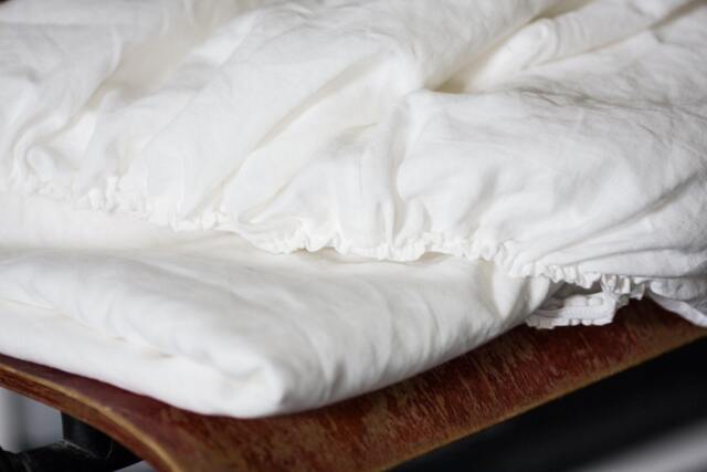 Washed Linen Fitted Sheet Eco-Friendly White Bedding - image 1