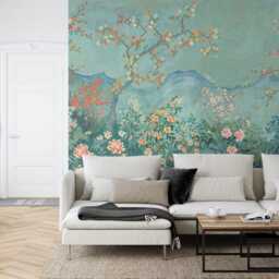Chinoiserie Blossom Tree Wallpaper Mural - Japanese Mountain Art, Peel & Stick - thumbnail 3