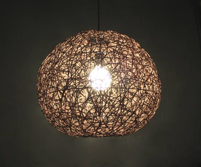 Handmade Brown Rattan Sphere Pendant Light, Rustic Lighting - image 1