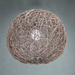 Handmade Brown Rattan Sphere Pendant Light, Rustic Lighting - thumbnail 2