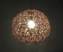 Handmade Brown Rattan Sphere Pendant Light, Rustic Lighting - thumbnail 1