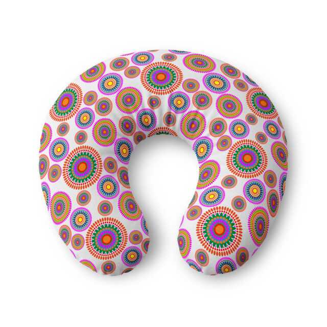 Colorful Mandala Circles Nursing Pillow Cover - Bright Geometric Pattern - image 1