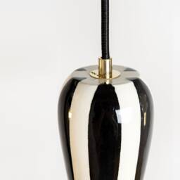 Black & White Pendant Lamp, Striped Lamp Ceramic Handmade Light Fixture - thumbnail 2