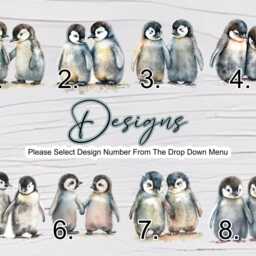 Watercolour Penguin Friends Ceramic Vase/ Flower Pot With Custom Text - The Perfect Gift For Lovers - thumbnail 2