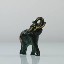 Baby Elephant Solid Bronze Greek Green-Gold Handmade Miniature - thumbnail 3