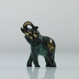 Baby Elephant Solid Bronze Greek Green-Gold Handmade Miniature - thumbnail 2