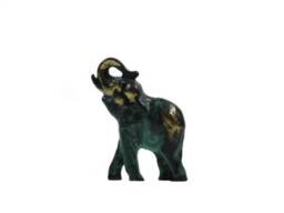 Baby Elephant Solid Bronze Greek Green-Gold Handmade Miniature - thumbnail 1