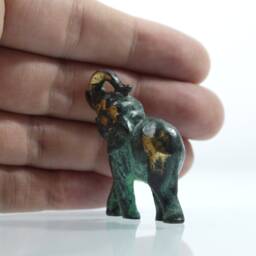 Baby Elephant Solid Bronze Greek Green-Gold Handmade Miniature - thumbnail 4