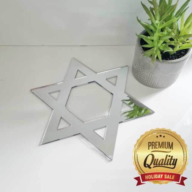star Of David Acrylic Mirror Wall Art - Custom Sizes, Shapes & Colours - image 1