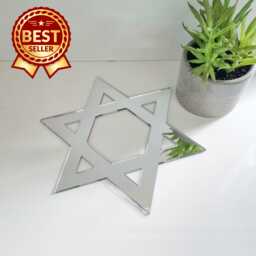 star Of David Acrylic Mirror Wall Art - Custom Sizes, Shapes & Colours - thumbnail 1