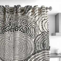 Black & White Modern Curtains, Abstract Circle Pattern Drapes, Custom Made Monochrome Window Panels For Living Room Decor - thumbnail 3