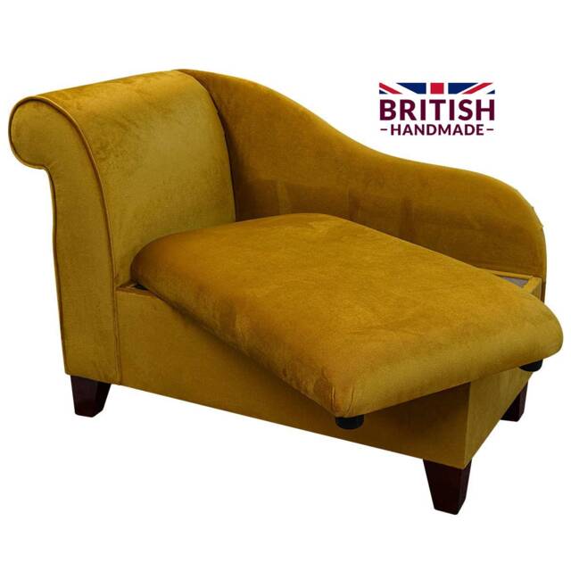 Handmade Gold Velvet Storage Chaise Longue Ottoman Blanket Box Accent Chair - image 1