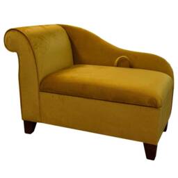 Handmade Gold Velvet Storage Chaise Longue Ottoman Blanket Box Accent Chair - thumbnail 3