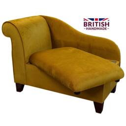 Handmade Gold Velvet Storage Chaise Longue Ottoman Blanket Box Accent Chair - thumbnail 1