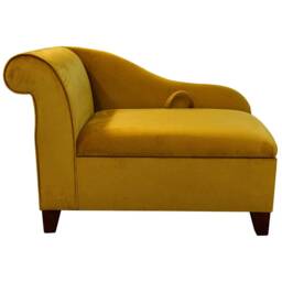 Handmade Gold Velvet Storage Chaise Longue Ottoman Blanket Box Accent Chair - thumbnail 2