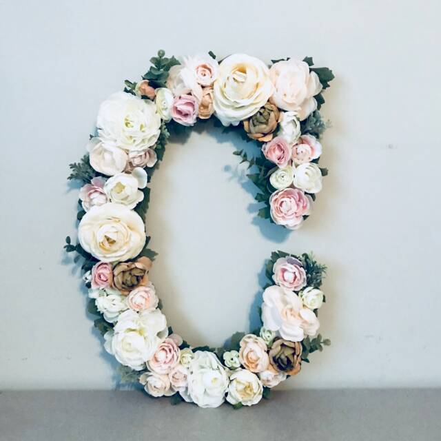 Floral Nursery Letter, Boho Decor, Flower Wall Hanging, Art - image 1