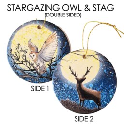 Hand-Painted Animal Christmas Ornament Set Hare, Fox, Wolf, Bear, Stag, Owl - thumbnail 3