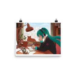 Hatsune Miku Print - Matte A5 Chill Lofi Hip Hop Study Vocaloid Poster - thumbnail 2