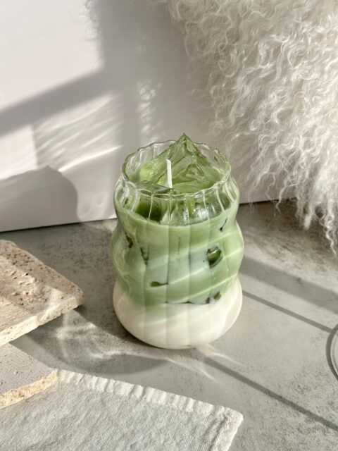 Cafe Candles - Iced Matcha Latte, Scented Soy Candles, Dessert Gel Wax Long Lasting - image 1