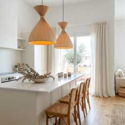 Maple Hanging Lamp Farmhouse Decor, Wood Ceiling Light, Modern Kitchen Island Light - thumbnail 3
