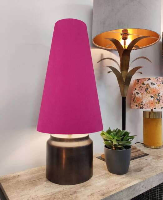 Extra Tall Pink Cone Lampshade in Velvet Fabric - image 1