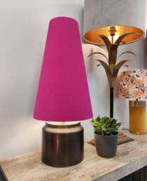 Extra Tall Pink Cone Lampshade in Velvet Fabric - thumbnail 1