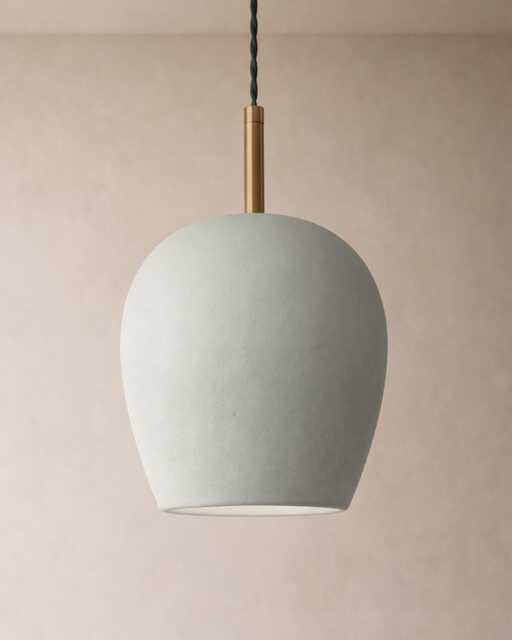 Tulipano - Ceramic Pendant Ceiling Light Handmade Minimalist Round Hanging Fixture in Fog Gray - image 1