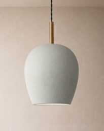 Tulipano - Ceramic Pendant Ceiling Light Handmade Minimalist Round Hanging Fixture in Fog Gray - thumbnail 1