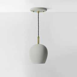 Tulipano - Ceramic Pendant Ceiling Light Handmade Minimalist Round Hanging Fixture in Fog Gray - thumbnail 2