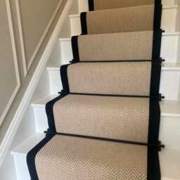 Chalk Berber Black Stitched Taped Edge Stair Runner - thumbnail 3