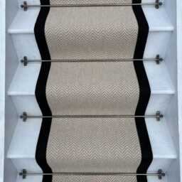 Chalk Berber Black Stitched Taped Edge Stair Runner - thumbnail 2