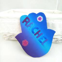 Hamsa, Personalized Nursery Name, Kids Room Wall Art, Hamsa Hand, Decor, Good Luck Gift, Door Hanging, Protection, Amulet - thumbnail 2
